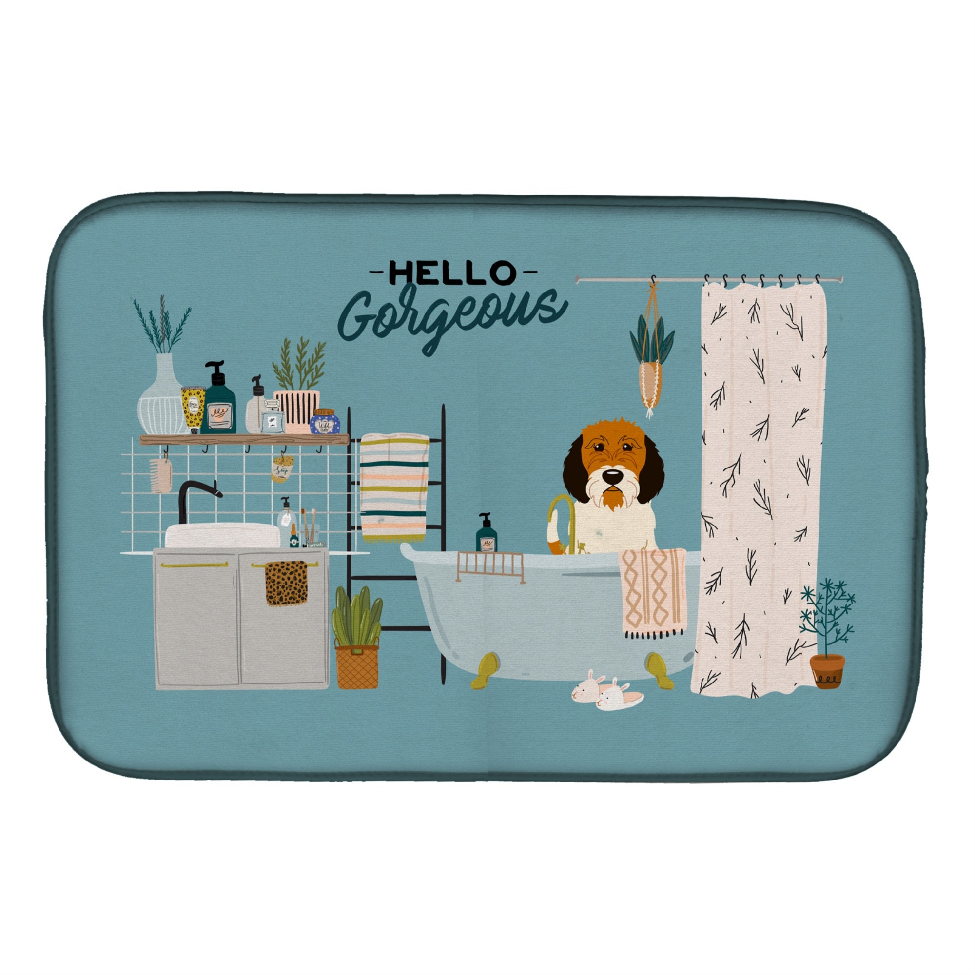 Petit Basset Griffon Veenden In Bathtub Dish Drying Mat